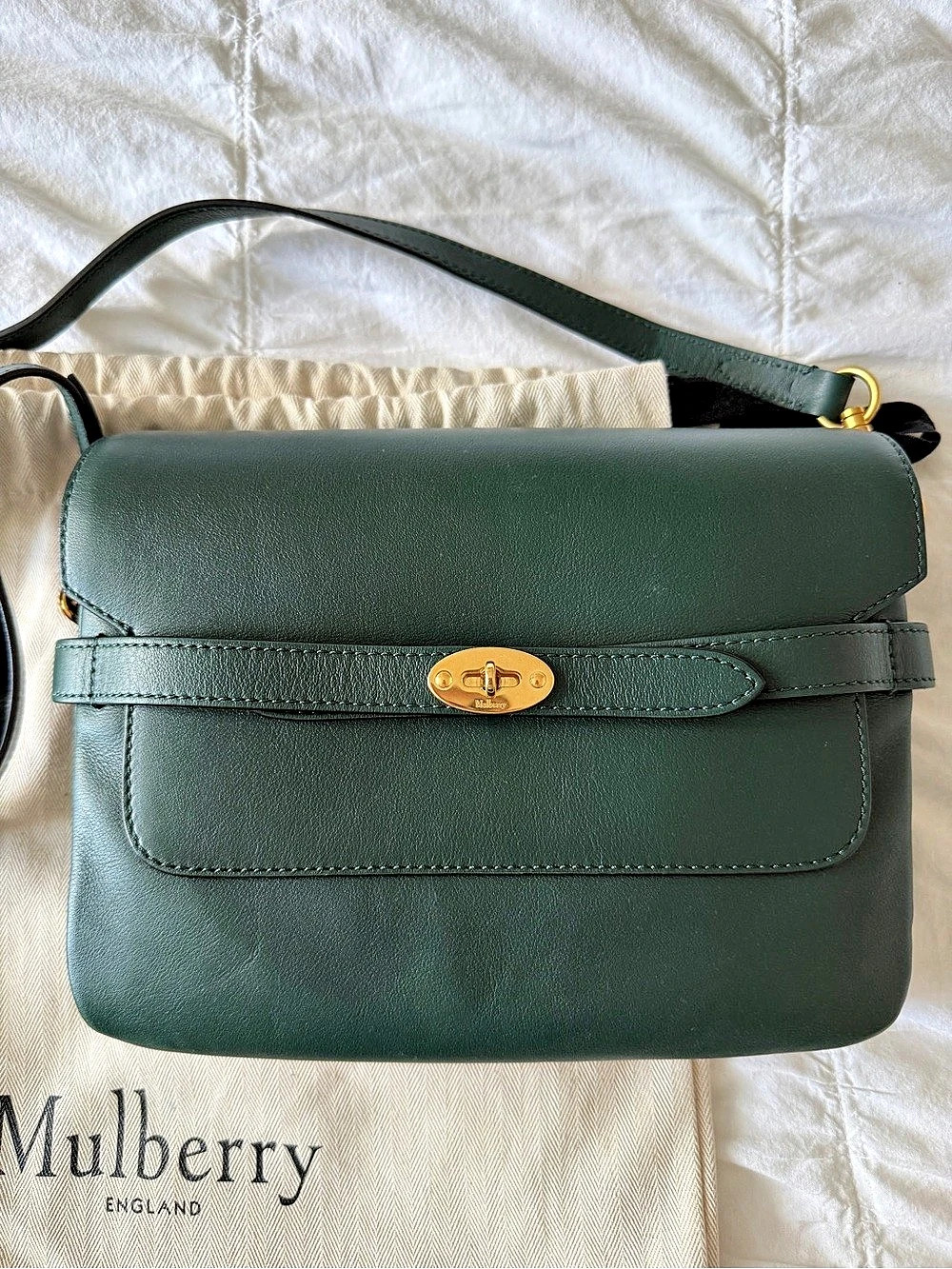 Mulberry Belted Bayswater Satchel - Mulberry Green Leather - Excellent Cond. - Picture 2 of 12